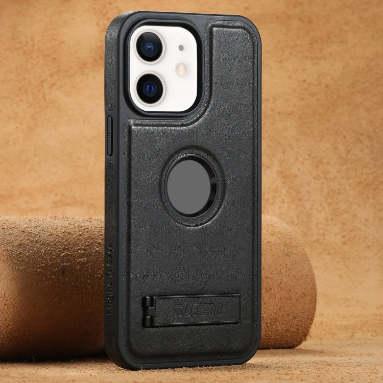 Suteni G2 Magsafe Oil Wax Leather Back Phone Case with Holder, For iPhone 16 Pro Max�������������...