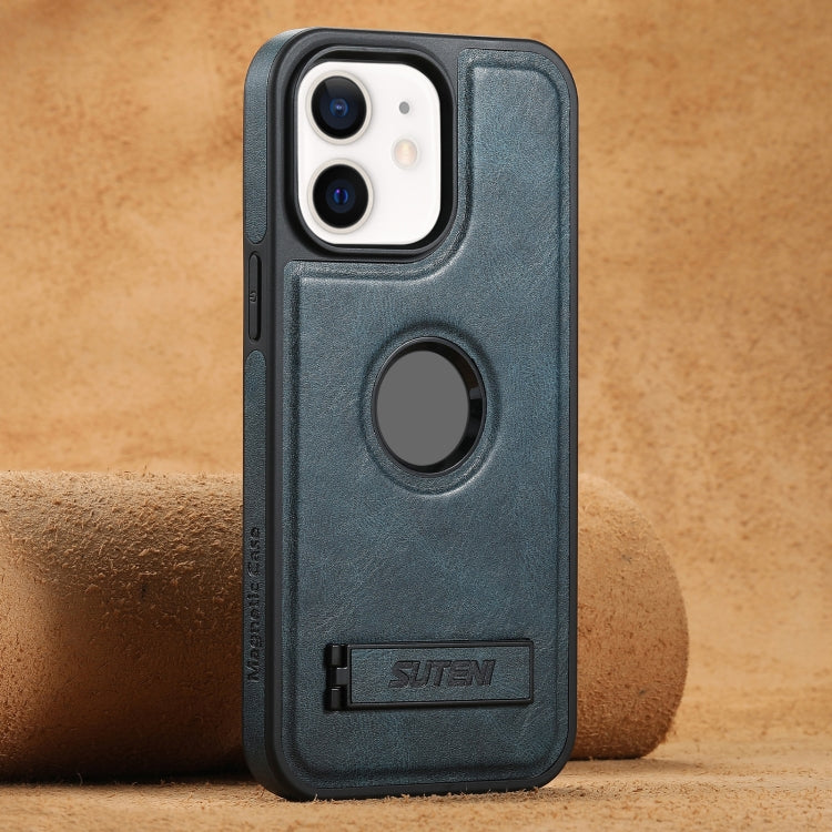 Suteni G2 Magsafe Oil Wax Leather Back Phone Case with Holder, For iPhone 16 Pro Max�������������...