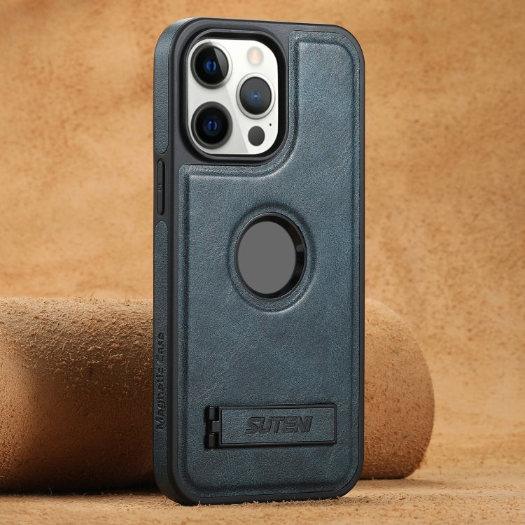 Suteni G2 Magsafe Oil Wax Leather Back Phone Case with Holder, For iPhone 16 Pro Max�������������...