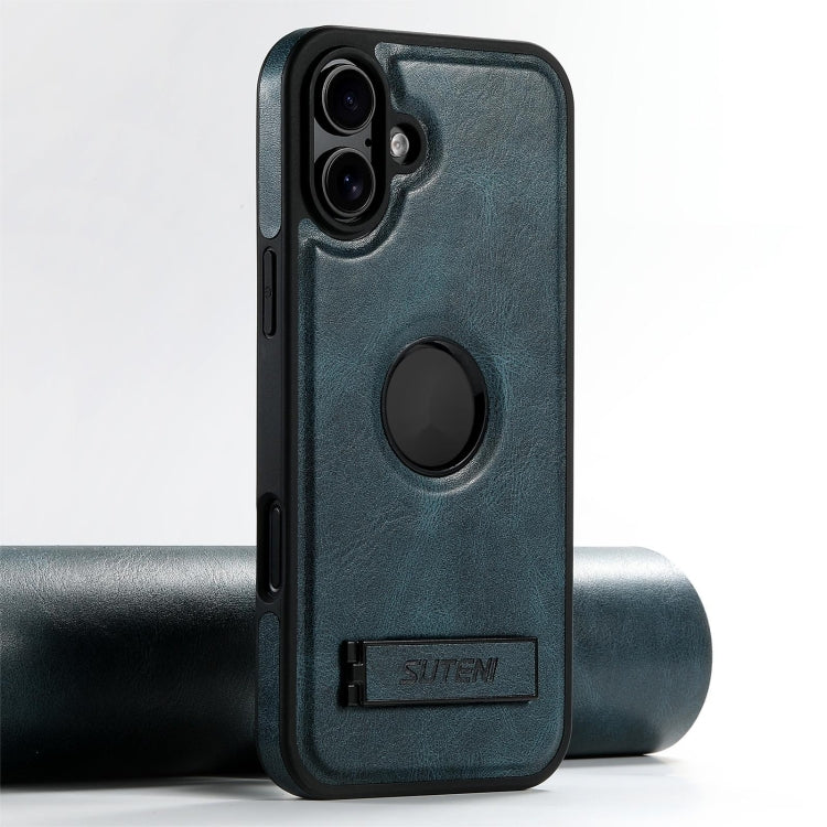 Suteni G2 Magsafe Oil Wax Leather Back Phone Case with Holder, For iPhone 16 Pro Max�������������...