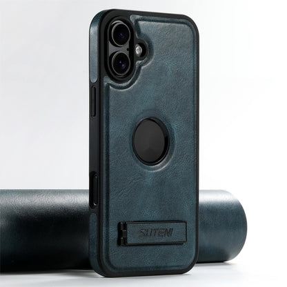 Suteni G2 Magsafe Oil Wax Leather Back Phone Case with Holder, For iPhone 16 Pro Max�������������...