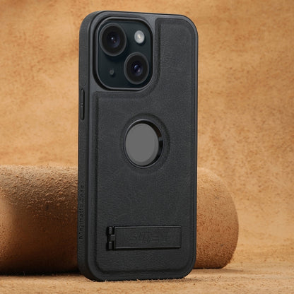 Suteni G2 Magsafe Litchi Texture Leather Back Phone Case with Holder