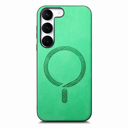 Solid Color Retro Magsafe PU Back Cover Phone Case