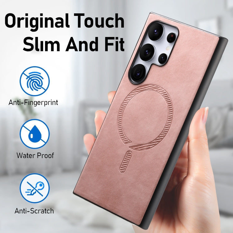 Solid Color Retro Magsafe PU Back Cover Phone Case