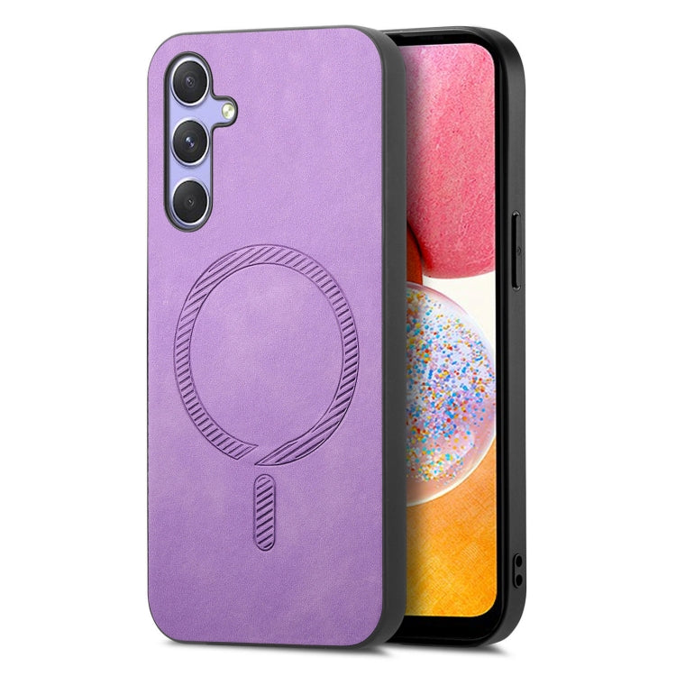 Solid Color Retro Magsafe PU Back Cover Phone Case