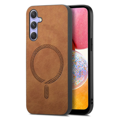 Solid Color Retro Magsafe PU Back Cover Phone Case