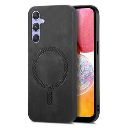 Solid Color Retro Magsafe PU Back Cover Phone Case