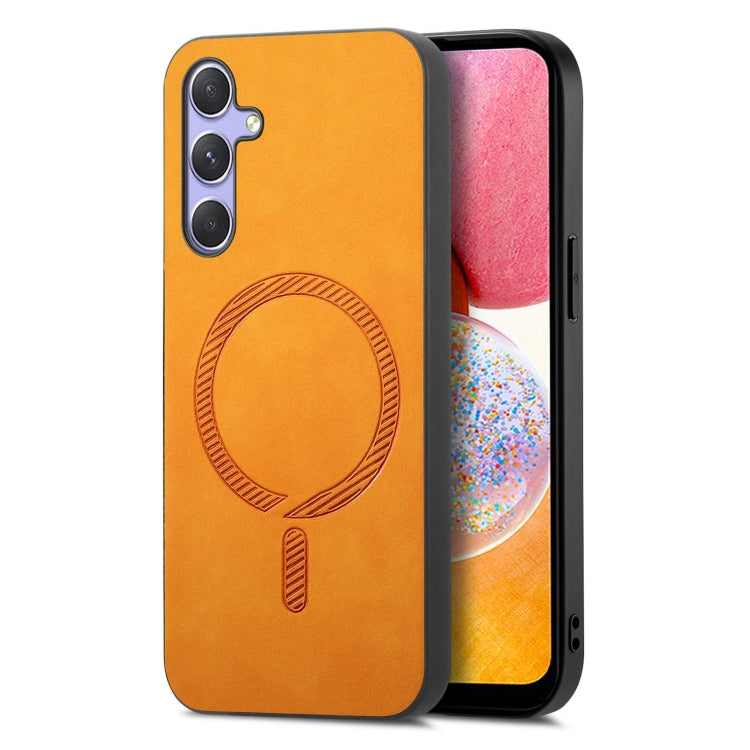 Solid Color Retro Magsafe PU Back Cover Phone Case