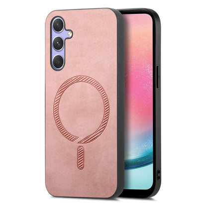 Solid Color Retro Magsafe PU Back Cover Phone Case