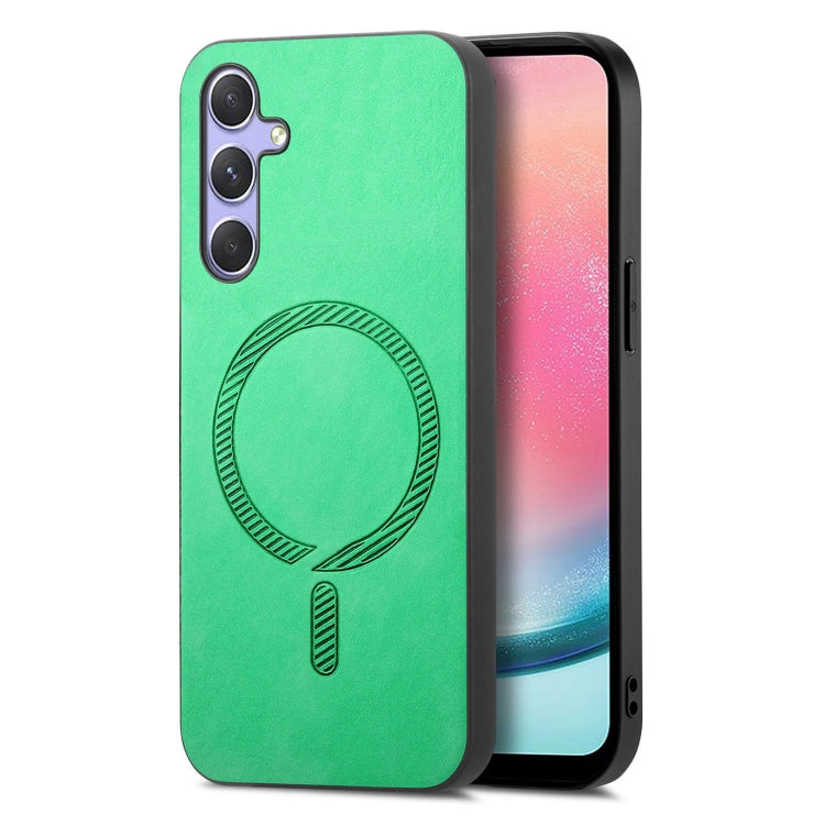Solid Color Retro Magsafe PU Back Cover Phone Case
