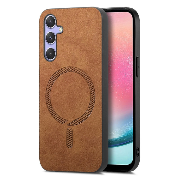 Solid Color Retro Magsafe PU Back Cover Phone Case