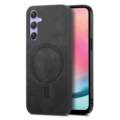 Solid Color Retro Magsafe PU Back Cover Phone Case