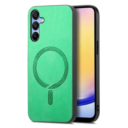 Solid Color Retro Magsafe PU Back Cover Phone Case