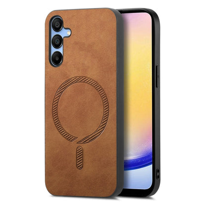 Solid Color Retro Magsafe PU Back Cover Phone Case