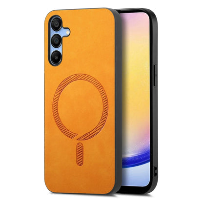 Solid Color Retro Magsafe PU Back Cover Phone Case