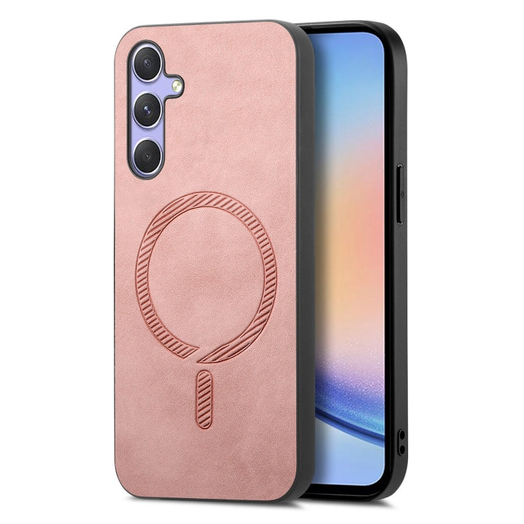 Solid Color Retro Magsafe PU Back Cover Phone Case