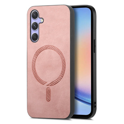 Solid Color Retro Magsafe PU Back Cover Phone Case