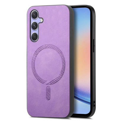 Solid Color Retro Magsafe PU Back Cover Phone Case