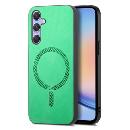 Solid Color Retro Magsafe PU Back Cover Phone Case