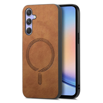 Solid Color Retro Magsafe PU Back Cover Phone Case