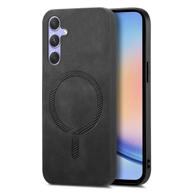 Solid Color Retro Magsafe PU Back Cover Phone Case