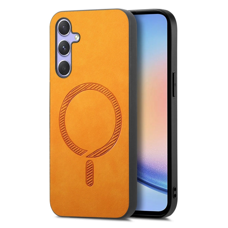 Solid Color Retro Magsafe PU Back Cover Phone Case