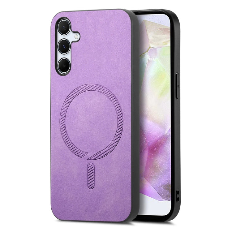 Solid Color Retro Magsafe PU Back Cover Phone Case