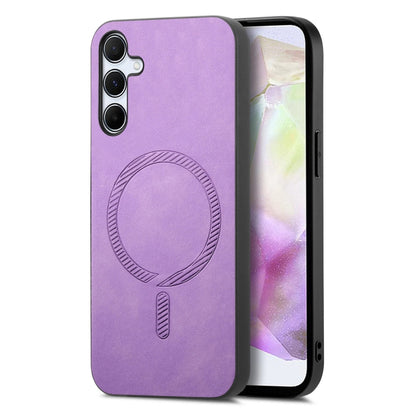 Solid Color Retro Magsafe PU Back Cover Phone Case