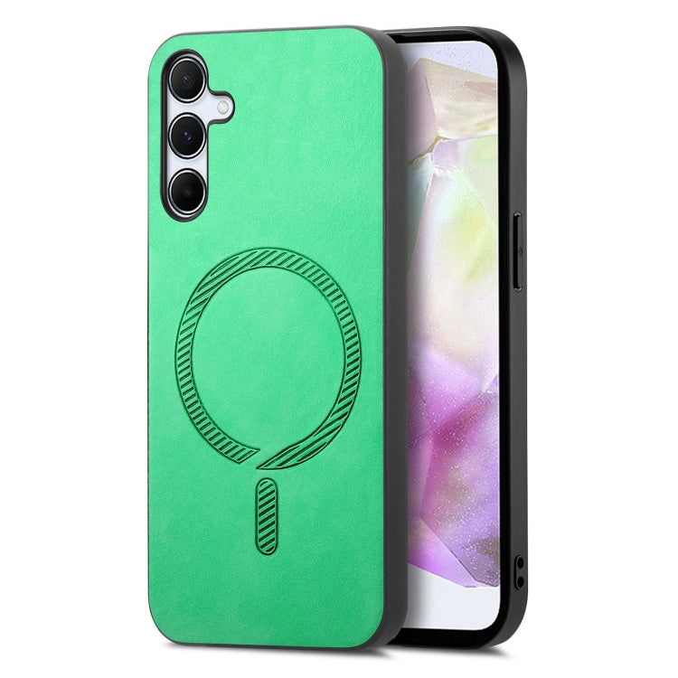 Solid Color Retro Magsafe PU Back Cover Phone Case
