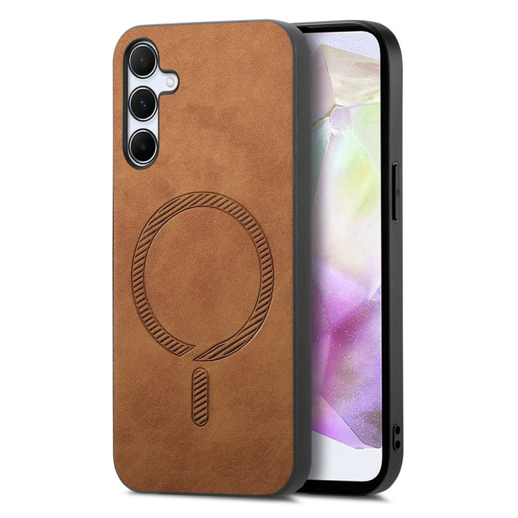 Solid Color Retro Magsafe PU Back Cover Phone Case