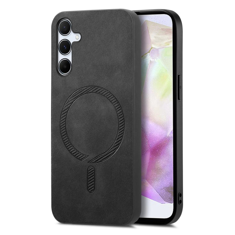 Solid Color Retro Magsafe PU Back Cover Phone Case