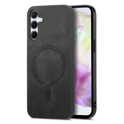 Solid Color Retro Magsafe PU Back Cover Phone Case