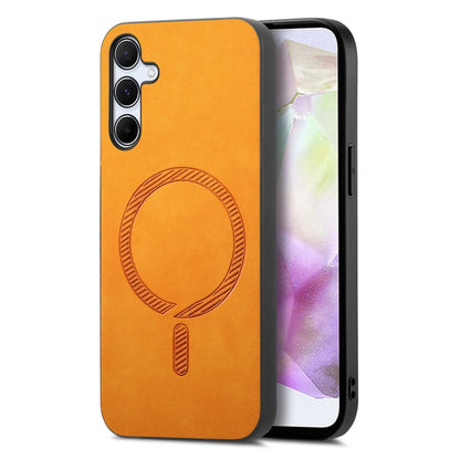 Solid Color Retro Magsafe PU Back Cover Phone Case