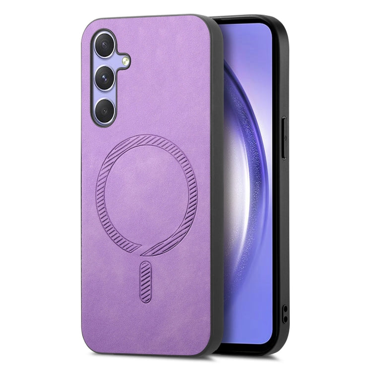 Solid Color Retro Magsafe PU Back Cover Phone Case