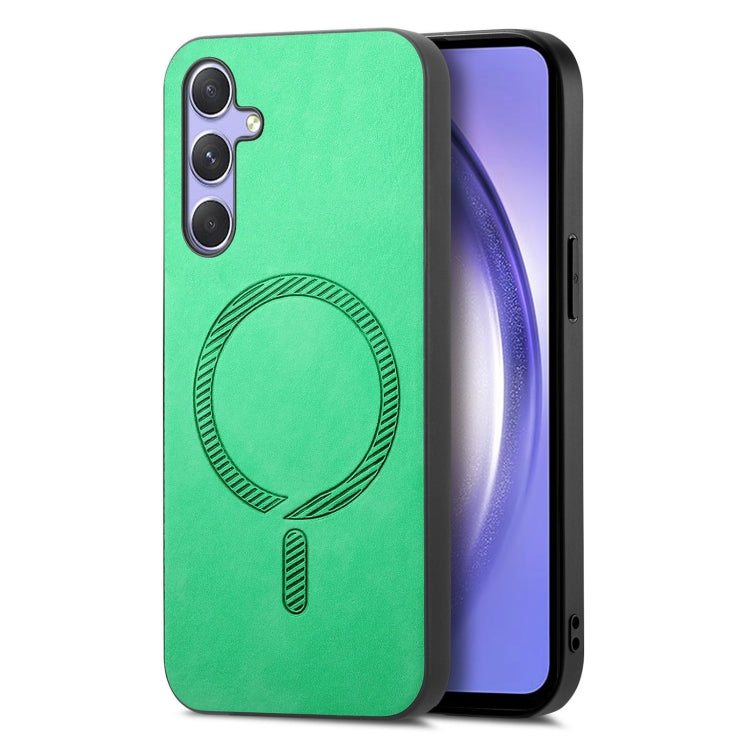 Solid Color Retro Magsafe PU Back Cover Phone Case