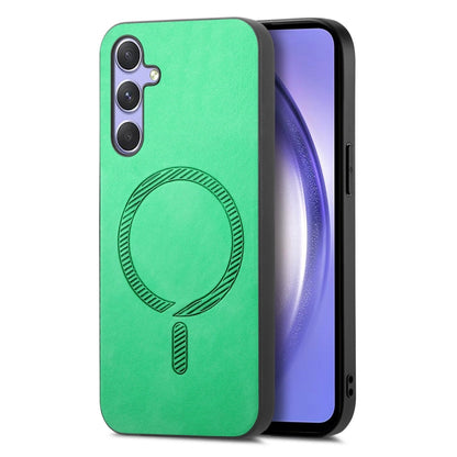 Solid Color Retro Magsafe PU Back Cover Phone Case
