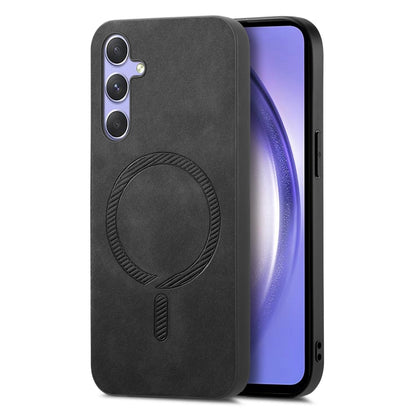 Solid Color Retro Magsafe PU Back Cover Phone Case