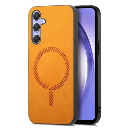Solid Color Retro Magsafe PU Back Cover Phone Case
