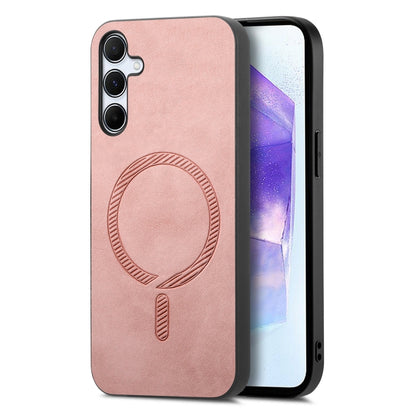 Solid Color Retro Magsafe PU Back Cover Phone Case