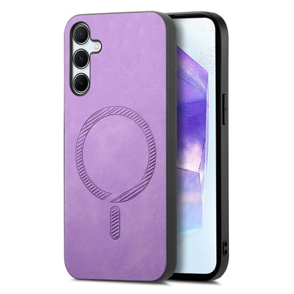 Solid Color Retro Magsafe PU Back Cover Phone Case