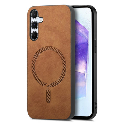 Solid Color Retro Magsafe PU Back Cover Phone Case