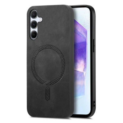 Solid Color Retro Magsafe PU Back Cover Phone Case