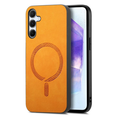 Solid Color Retro Magsafe PU Back Cover Phone Case