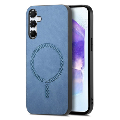 Solid Color Retro Magsafe PU Back Cover Phone Case