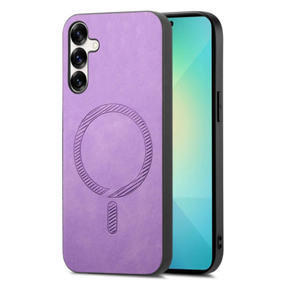Solid Color Retro Magsafe PU Back Cover Phone Case