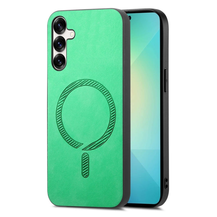 Solid Color Retro Magsafe PU Back Cover Phone Case