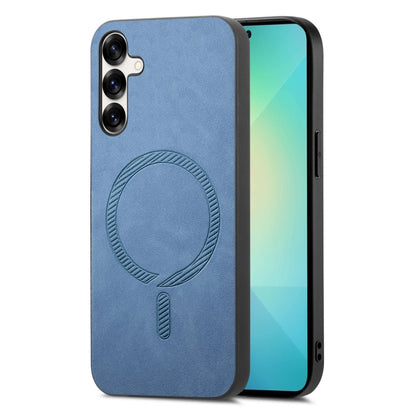 Solid Color Retro Magsafe PU Back Cover Phone Case