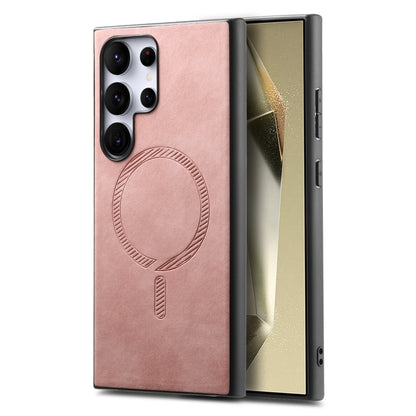 Solid Color Retro Magsafe PU Back Cover Phone Case
