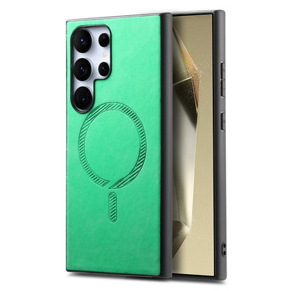 Solid Color Retro Magsafe PU Back Cover Phone Case