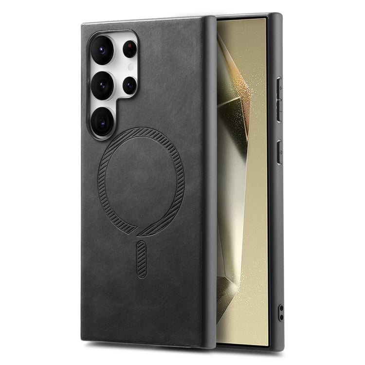 Solid Color Retro Magsafe PU Back Cover Phone Case